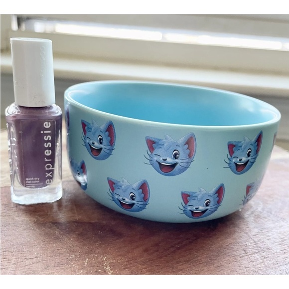 Blue Cat Ceramic Bowl- Super Cute Animated Kitty - Picture 2 of 2